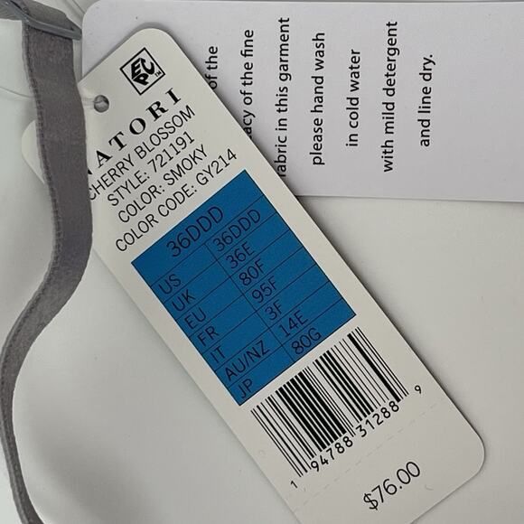 Natori Convertible Bra 36DDD Gray Lace Cherry Blossom Plunge Underwire MSRP $76 - Picture 7 of 13